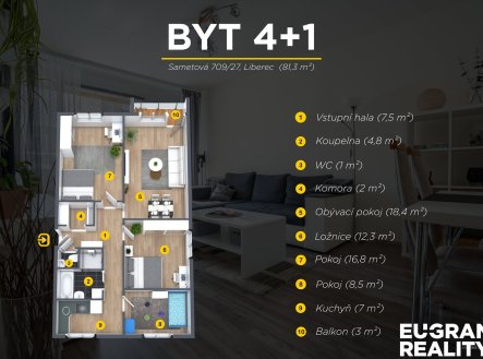 Prodej bytu, 4+1, 81 m²