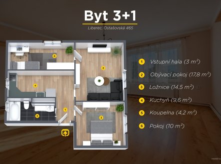 Prodej bytu, 3+1, 71 m²