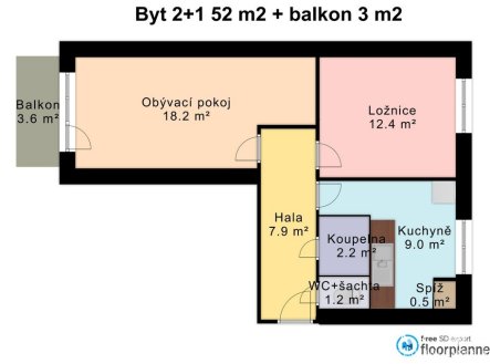 Pronájem bytu, 2+1, 52 m²