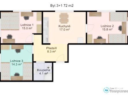 Pronájem bytu, 3+1, 72 m²