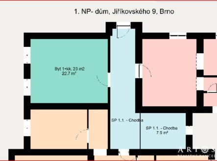 Pronájem bytu, 1+kk, 23 m²
