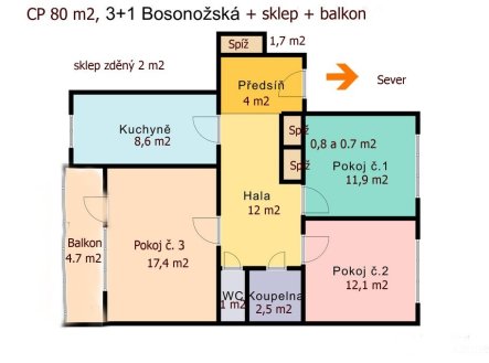 Prodej bytu, 3+1, 80 m²