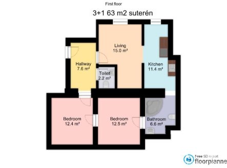 Pronájem bytu, 3+kk, 63 m²