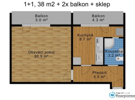 Pronájem bytu, 1+1, 49 m²