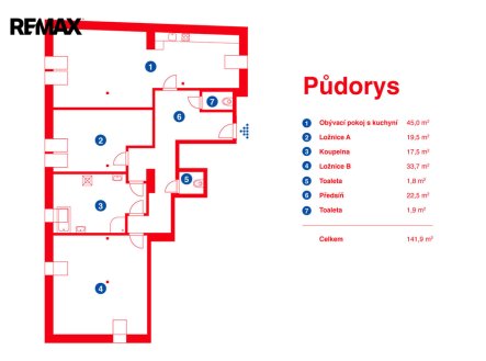 Pronájem bytu, 3+kk, 141 m²