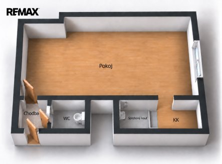 Orientační půdorys | Prodej bytu, 1+kk, 21 m²