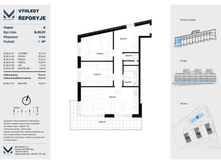 Prodej bytu, 3+kk, 75 m²