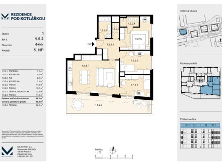 Prodej bytu, 4+kk, 89 m²