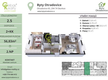 Prodej bytu, 2+kk, 57 m²
