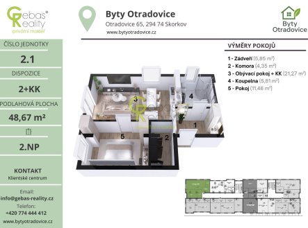 Prodej bytu, 2+kk, 49 m²