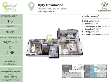 Prodej bytu, 3+kk, 55 m²