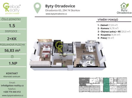 Prodej bytu, 2+kk, 57 m²