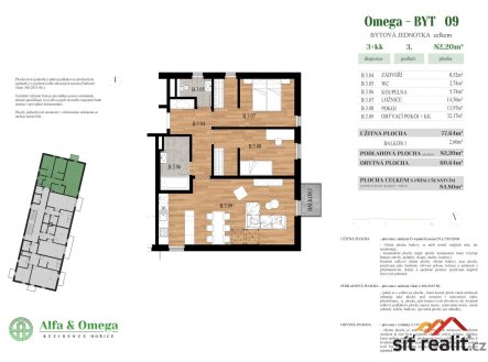 Prodej bytu, 3+kk, 85 m²