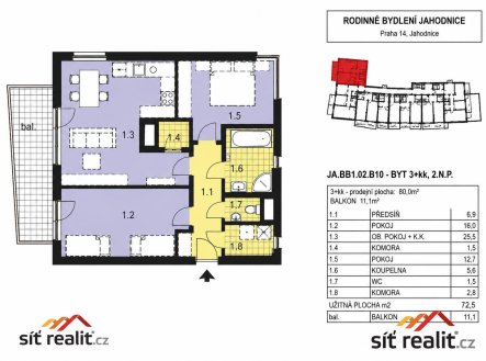pdorys_P9_U_Hostavickho_potoka_26.jpg | Prodej bytu, 3+kk, 80 m²