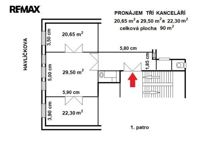 Pronájem kanceláře, 90 m²
