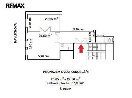 Pronájem kanceláře, 67 m²