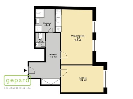 Pronájem bytu, 2+kk, 50 m²