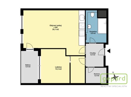 Pronájem bytu, 2+kk, 58 m²
