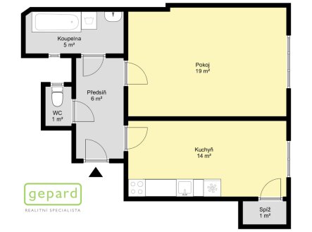 Pronájem bytu, 2+kk, 46 m²