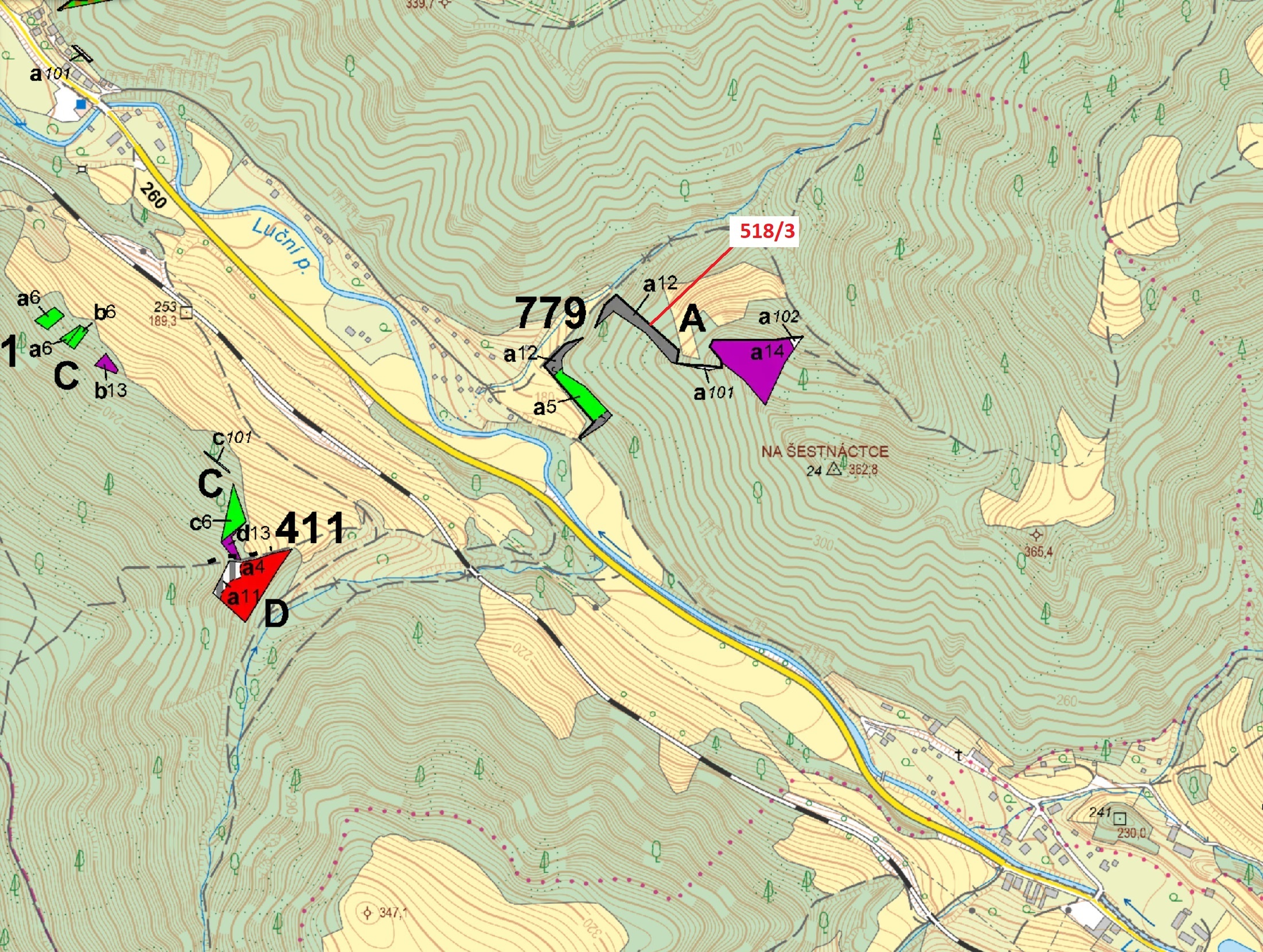 Lesní pozemek o výměře 2232 m2, podíl 1/1, katastrální území Malé Březno nad Labem, obec Malé Březno