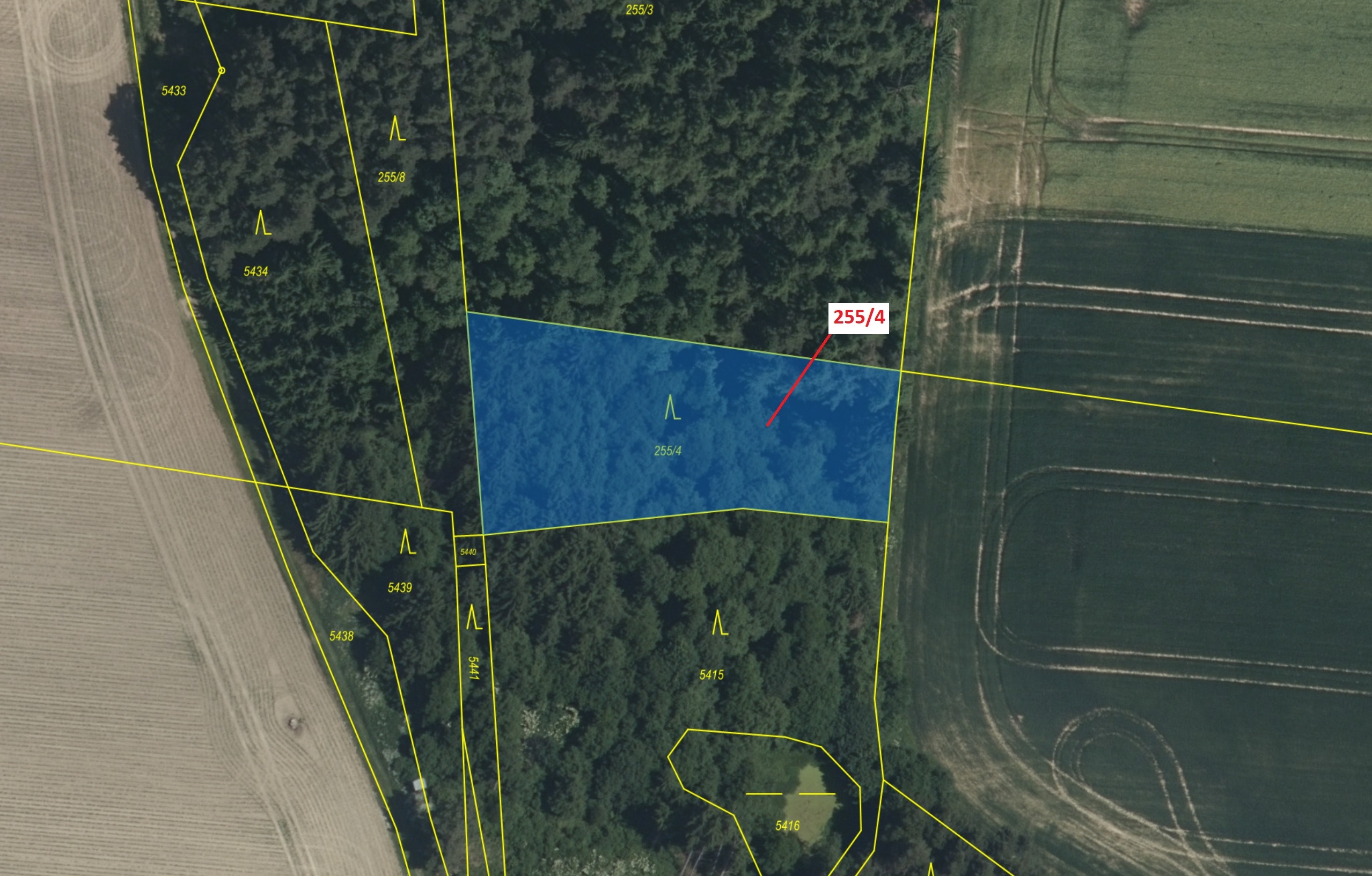Lesní pozemek o výměře 2148 m2, podíl 1/1, katastrální území Lidéřovice, obec Peč, obec s rozšířenou