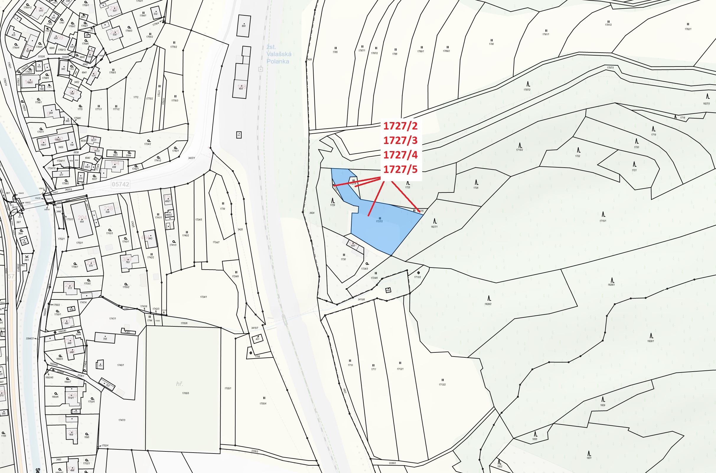 Trvalý travní porost o výměře 2295 m2, podíl 1/1, katastrální území Valašská Polanka, obec Valašská 