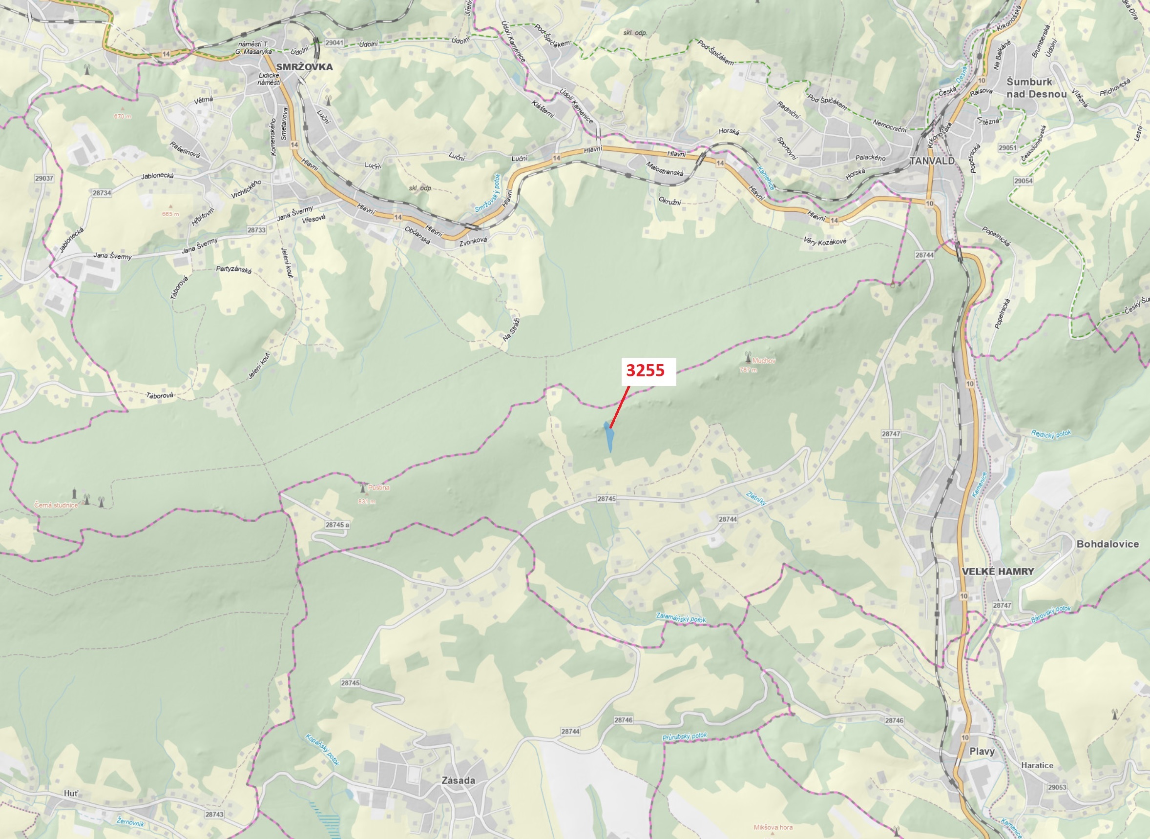 Lesní pozemek o výměře 6125 m2, podíl 1/1, katastrální území Velké Hamry, obec Velké Hamry, obec s r