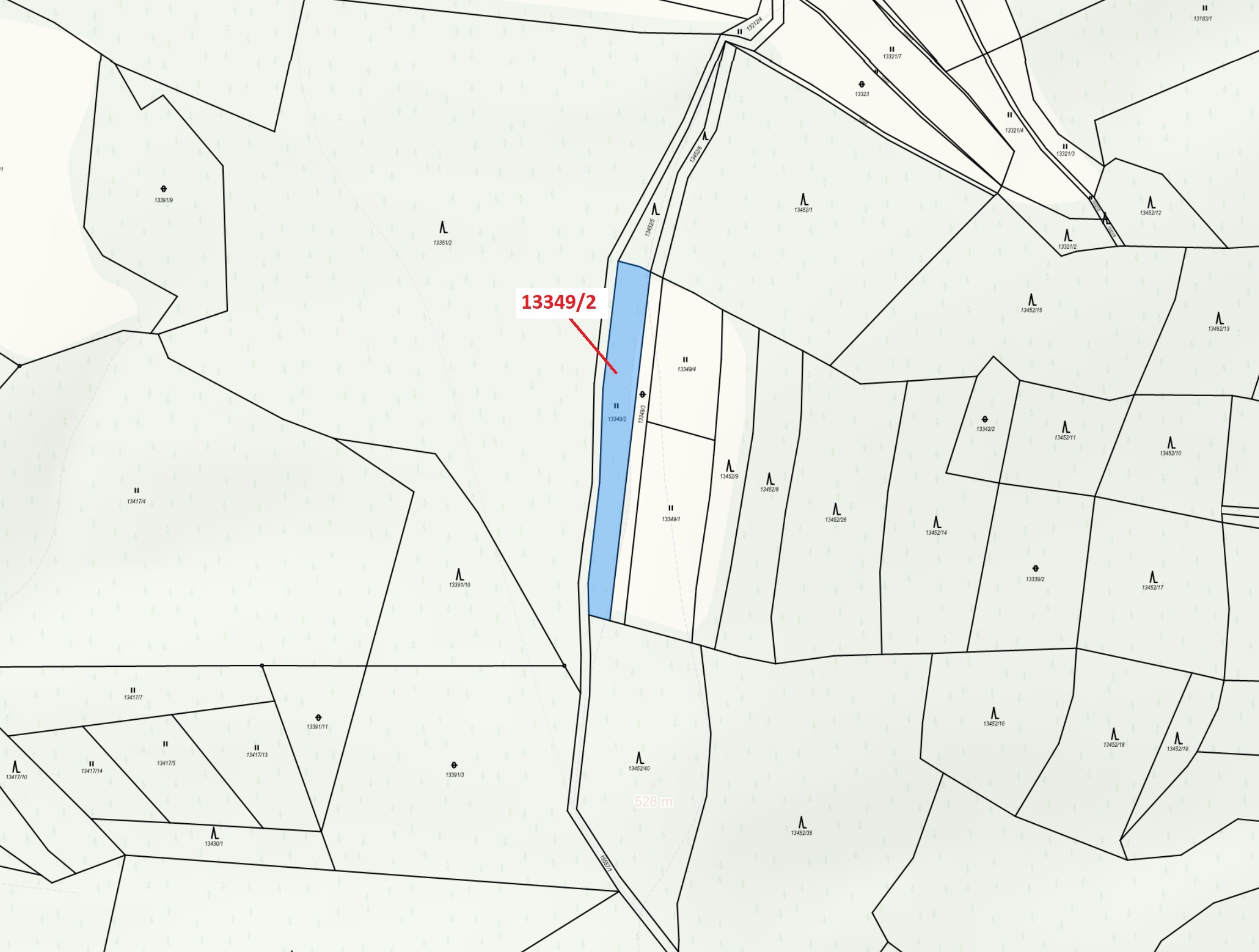 Trvalý travní porost o výměře 1344 m2, podíl 1/1, katastrální území Hovězí, obec Hovězí, obec s rozš