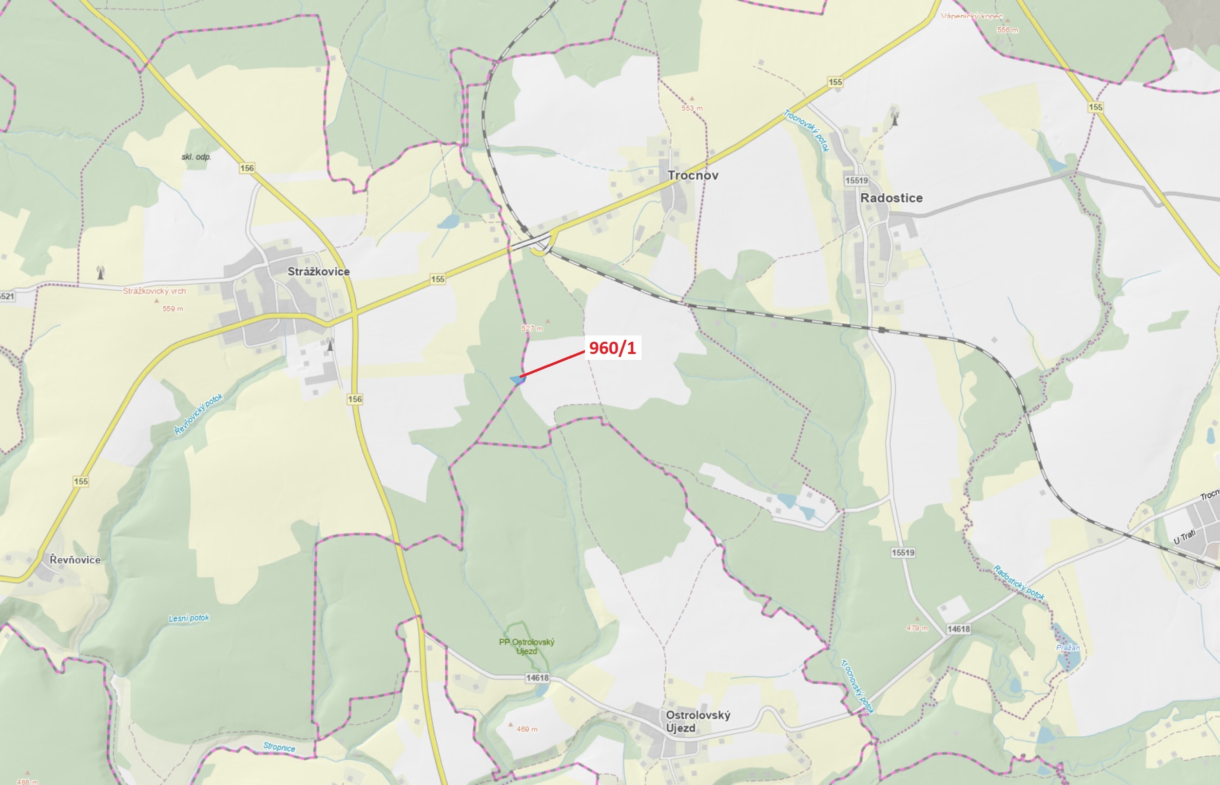 Lesní pozemek o výměře 2342 m2, podíl 1/1, katastrální území Strážkovice, obec Strážkovice, obec s r