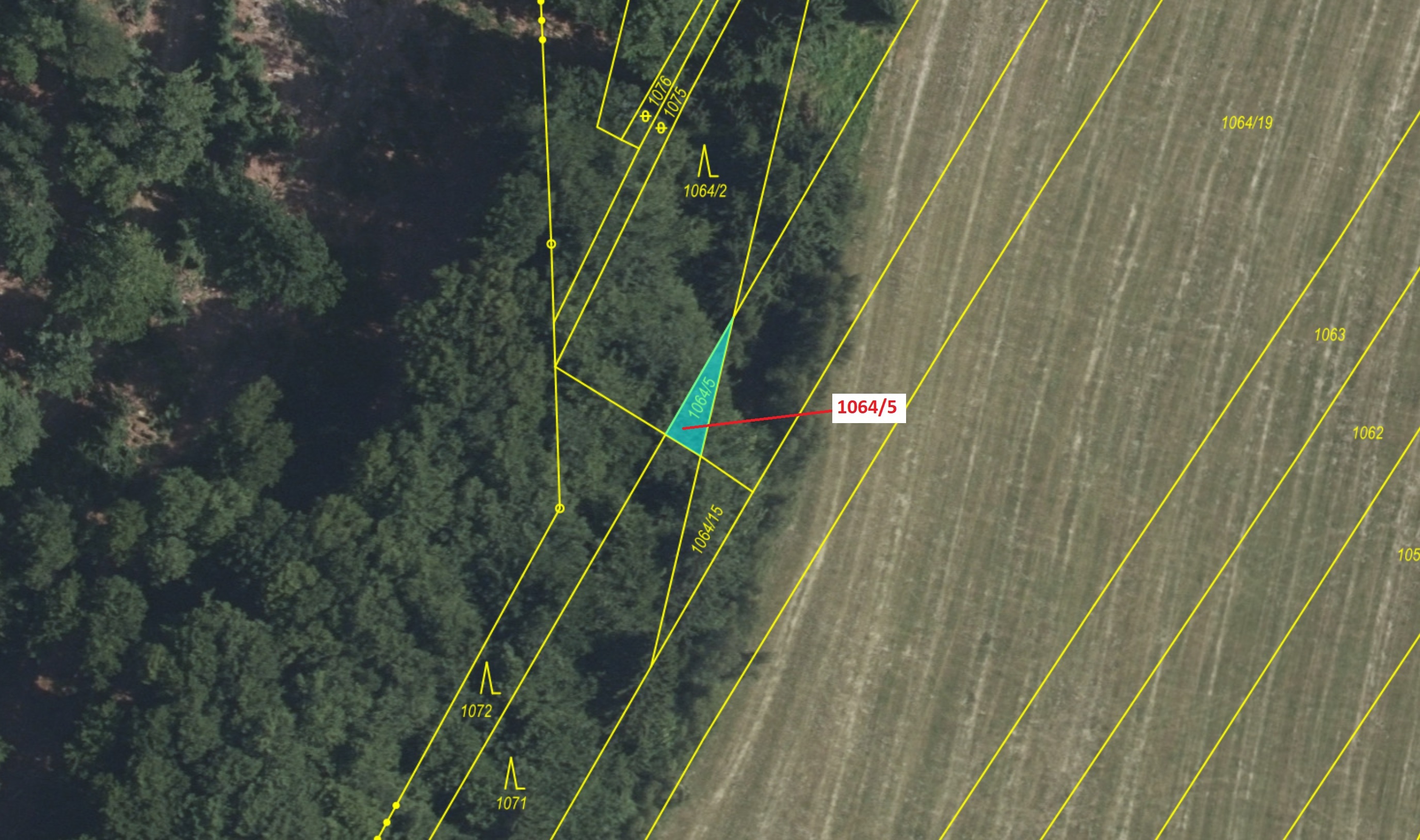 Lesní pozemek o výměře 48 m2, podíl 1/1, katastrální území Velká Lhota u Dačic, obec Volfířov, obec 