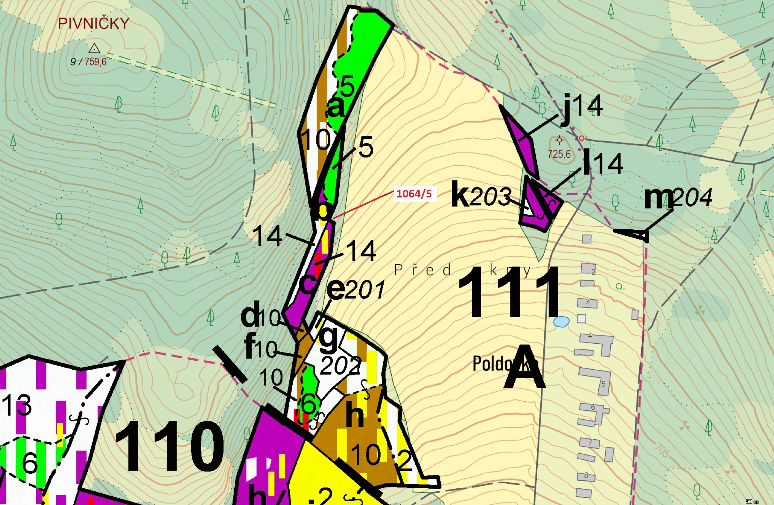 Lesní pozemek o výměře 48 m2, podíl 1/1, katastrální území Velká Lhota u Dačic, obec Volfířov, obec 