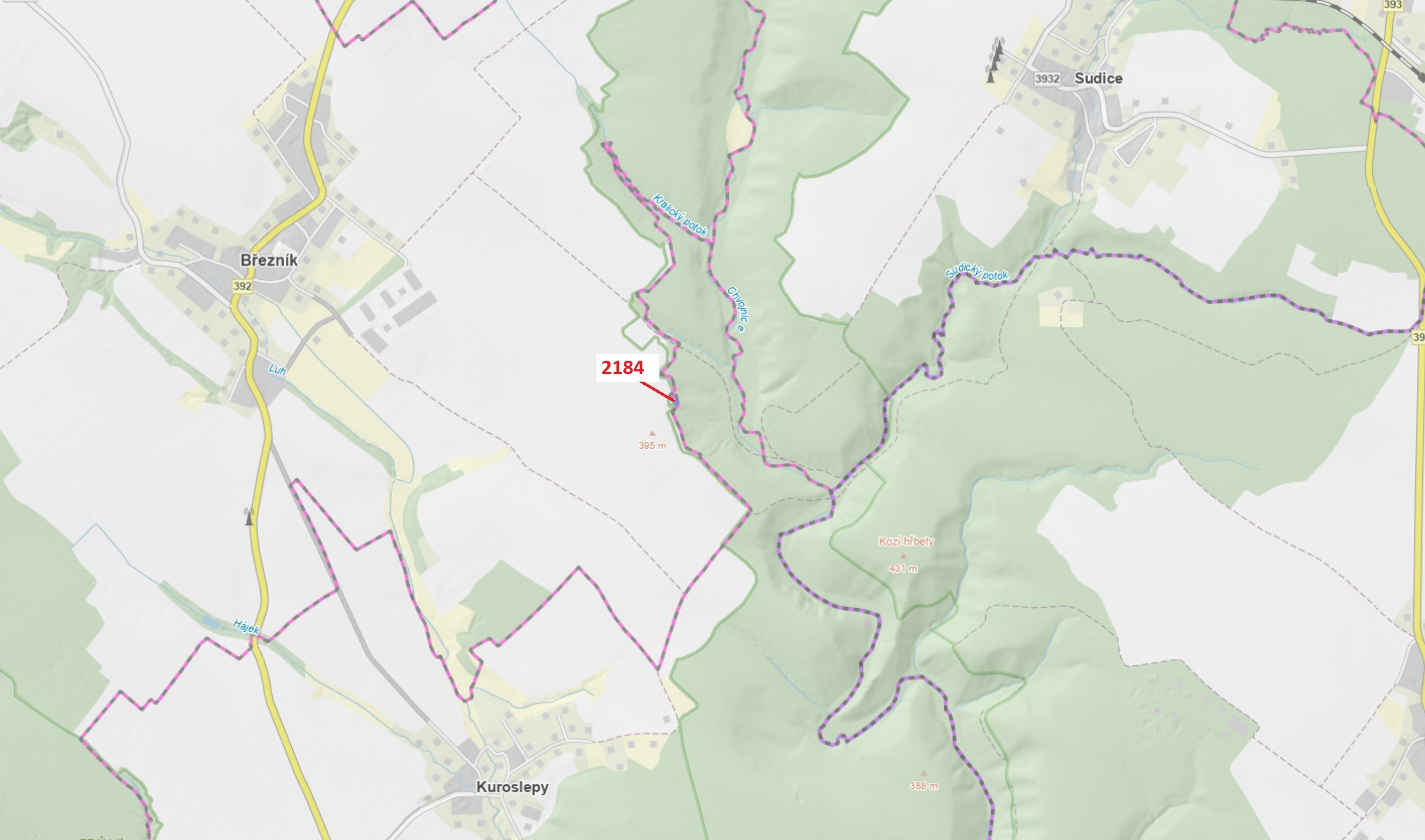 Lesní pozemek o výměře 291 m2, podíl 1/1, katastrální území Březník, obec Březník, obec s rozšířenou
