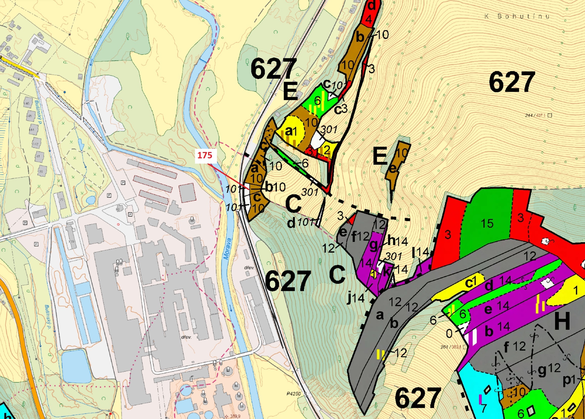 Lesní pozemek o výměře 827 m2, podíl 1/1, katastrální území Bohutín nad Moravou, obec Bohutín, obec 