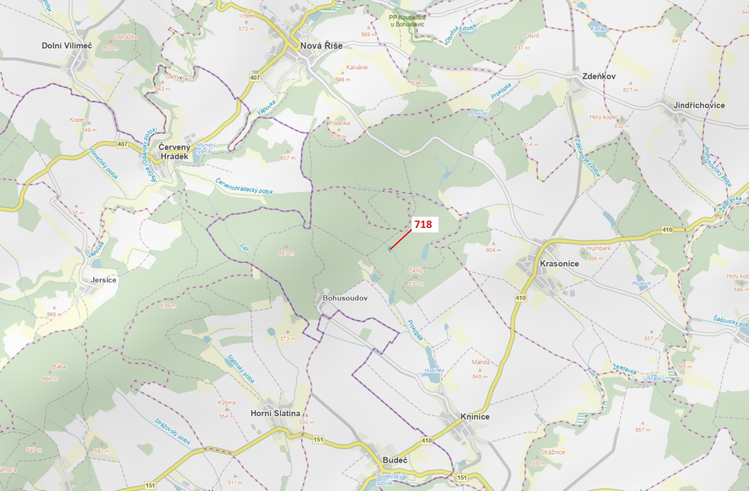 Lesní pozemek o výměře 2059 m2, podíl 1/1, katastrální území Knínice, obec Knínice, obec s rozšířeno
