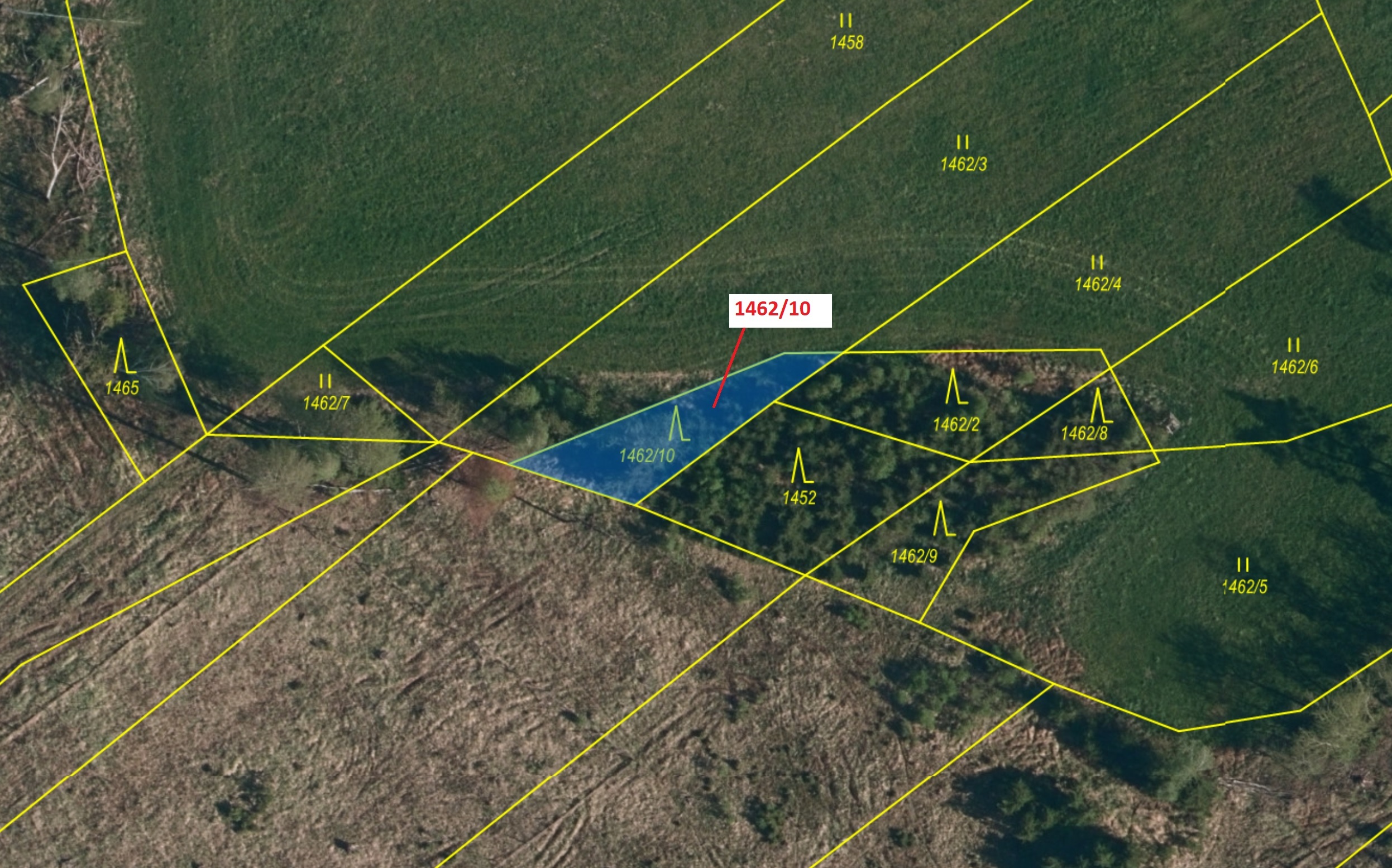 Lesní pozemek o výměře 246 m2, podíl 1/1, katastrální území Dobronín, obec Dobronín, obec s rozšířen