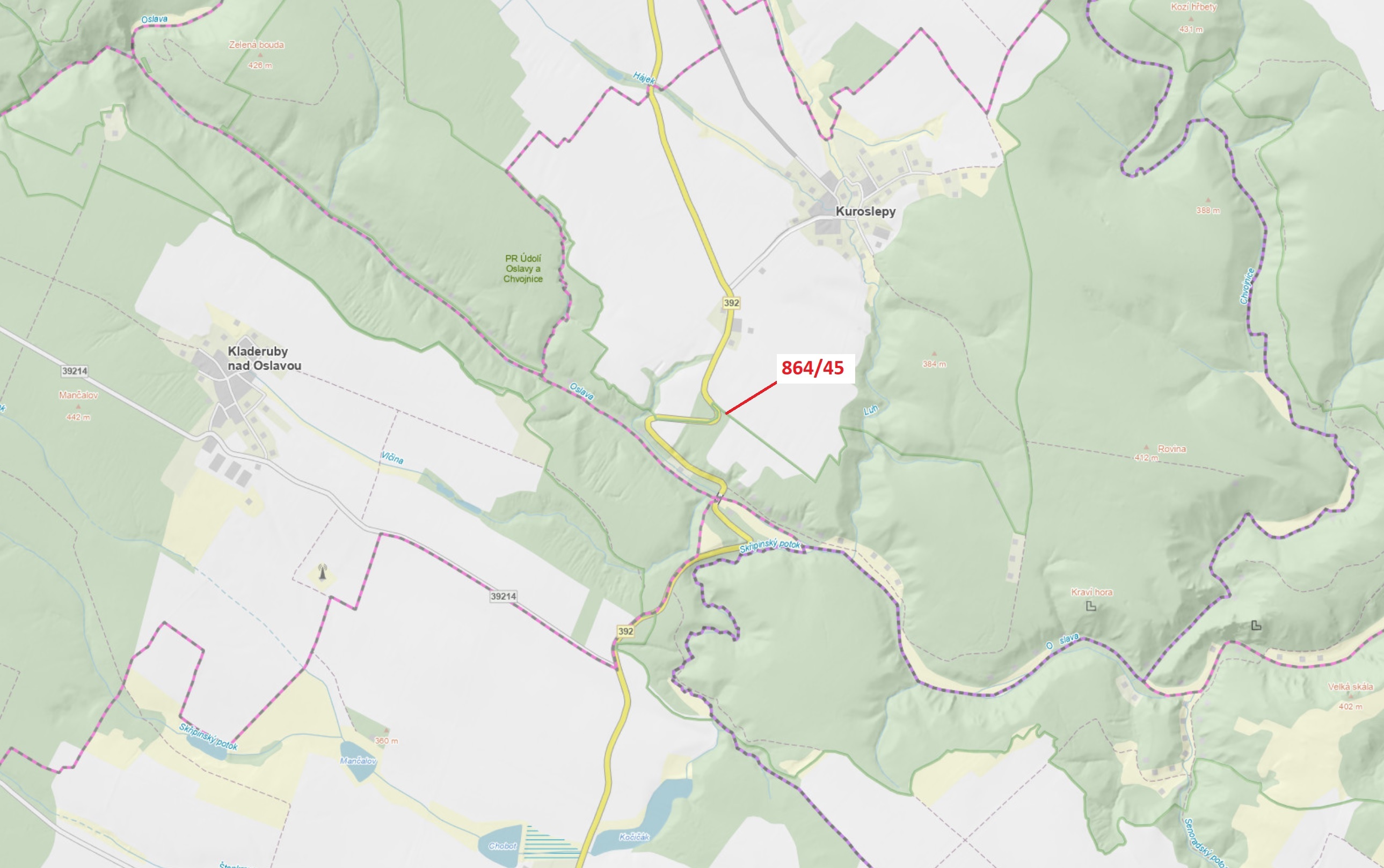Lesní pozemek o výměře 11 m2, podíl 1/1, katastrální území Kuroslepy, obec Kuroslepy, obec s rozšíře