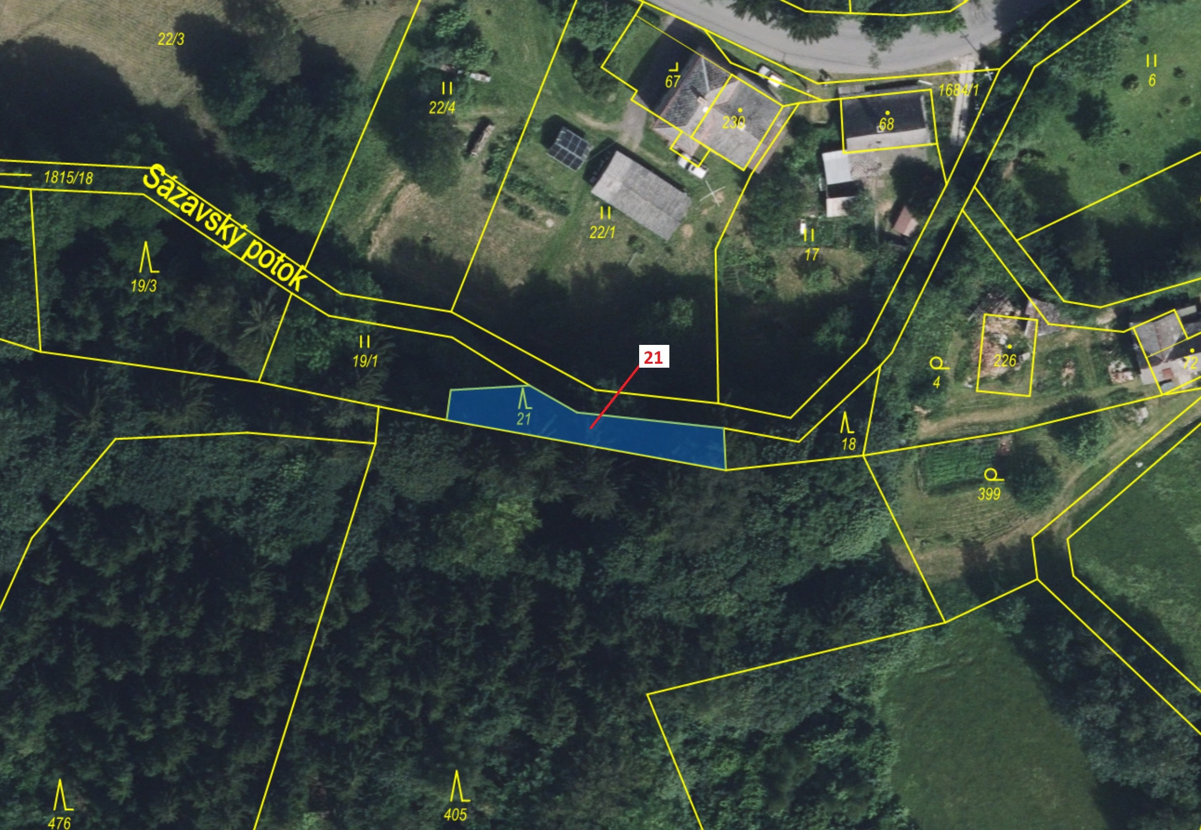 Lesní pozemek o výměře 187 m2, podíl 1/1, katastrální území Dolní Heřmanice v Čechách, obec Horní He