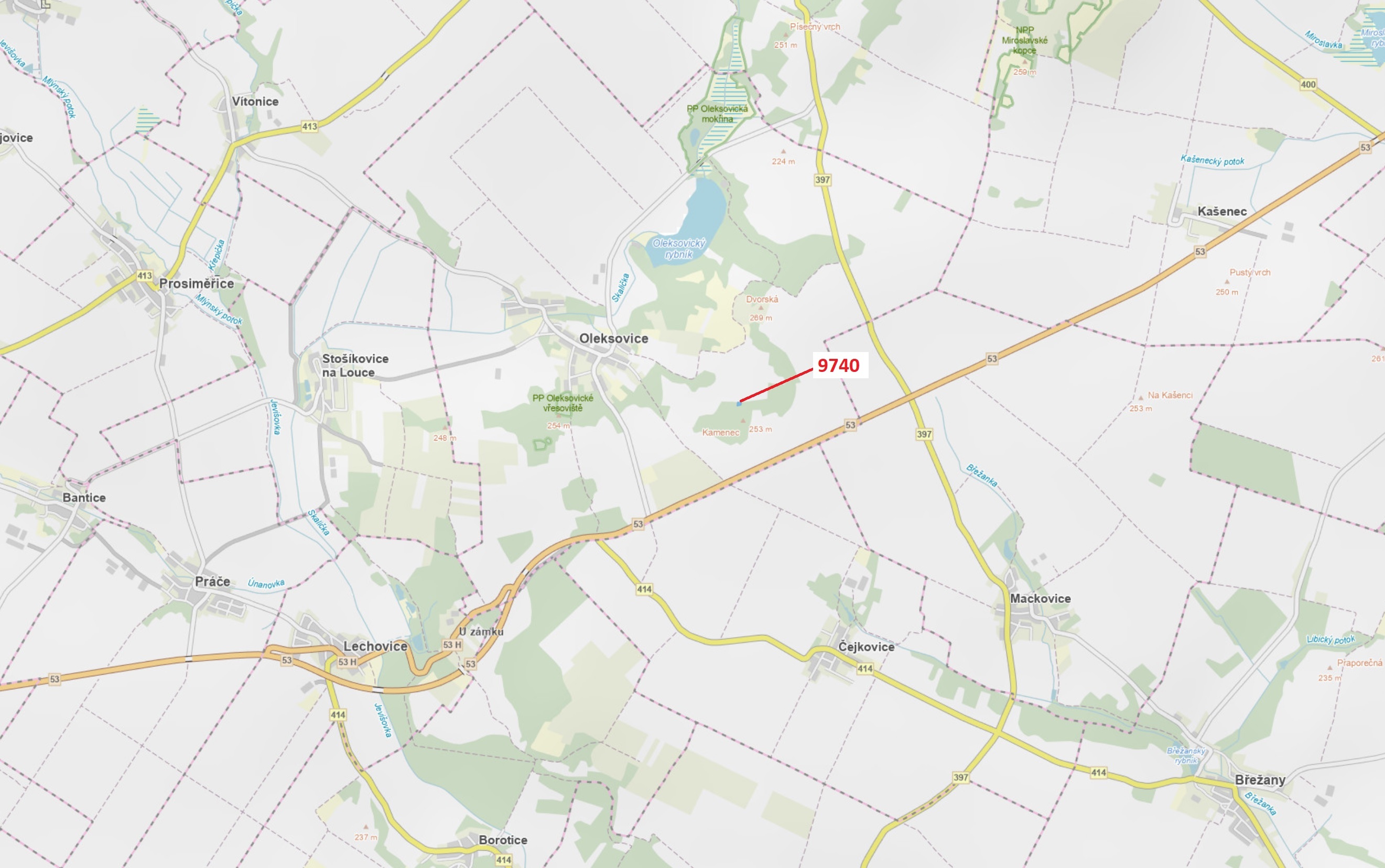 Lesní pozemek o výměře 1377 m2, podíl 1/1, katastrální území Oleksovice, obec Oleksovice, obec s roz