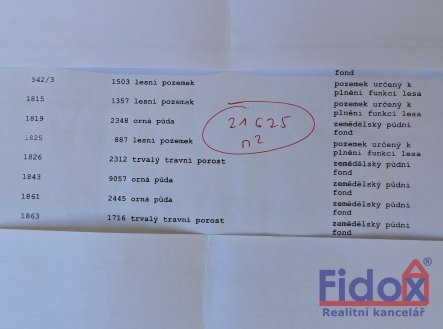 Prodej pozemku, zemědělská půda, 21 625 m²