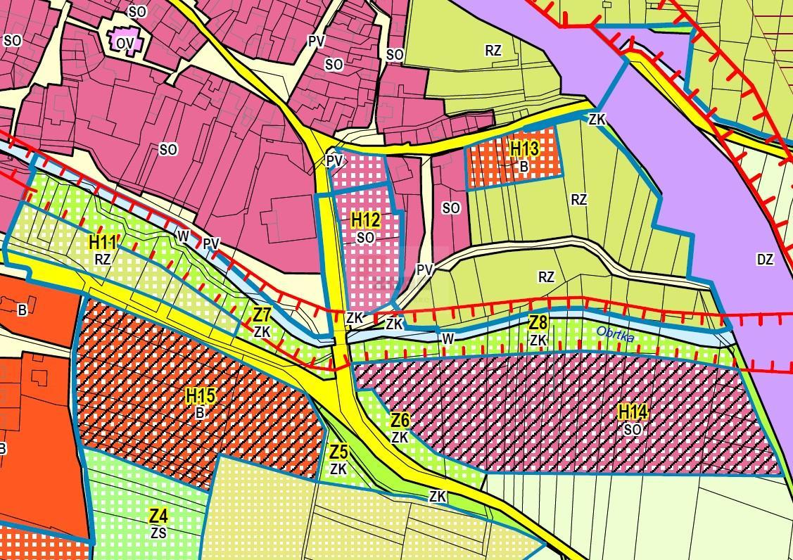 Snímek obrazovky územní plán mapa 200 