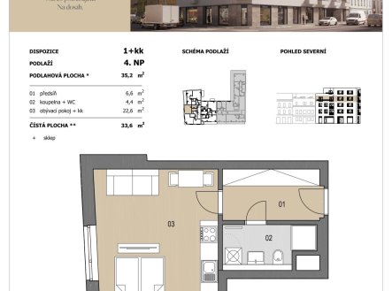 Prodej bytu, 1+kk, 34 m²