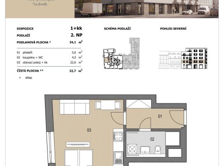 Prodej bytu, 1+kk, 34 m²
