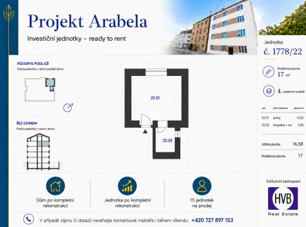 Prodej bytu, 1+kk, 17 m²