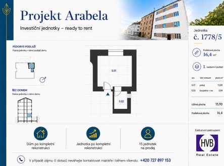 Prodej bytu, 1+kk, 16 m²