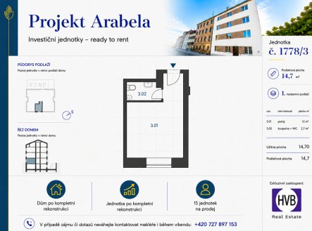 Prodej bytu, 1+kk, 17 m²
