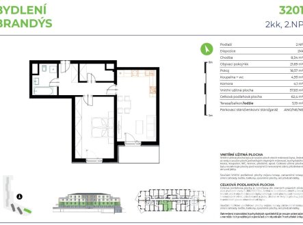 Pronájem bytu, 2+kk, 58 m²