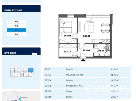 Pronájem bytu, 2+kk, 57 m²