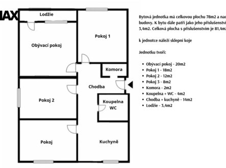 Prodej bytu, 4+1, 78 m²