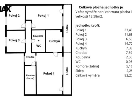 Prodej bytu, 4+1, 82 m²