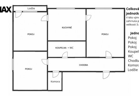 Prodej bytu, 3+1, 69 m²